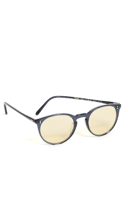 Shop Oliver Peoples O'malley Sunglasses In Bright Navy