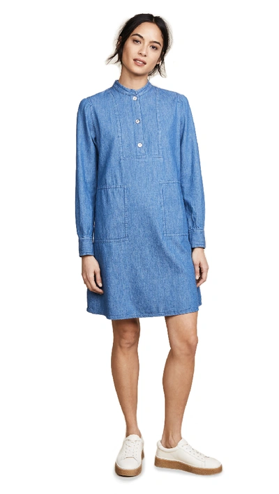 Shop A.p.c. Saffron Dress In Indigo Delave