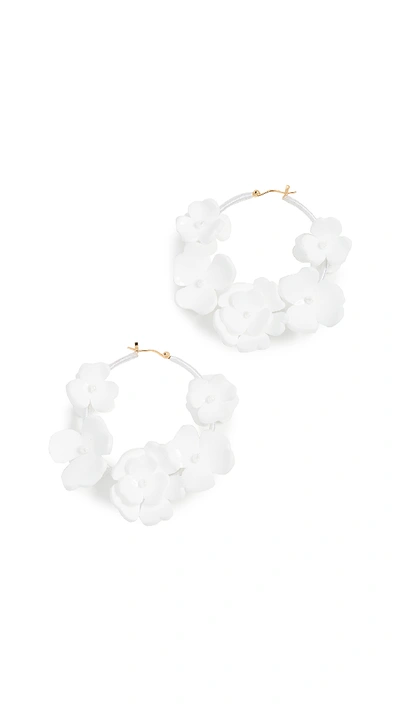 Shop Oscar De La Renta Flower Garden Hoop Earring In White