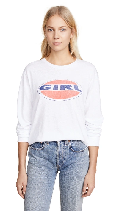 Shop Re/done Long Sleeve Tee With Girl Graphic In Optic White