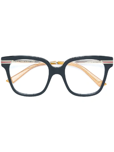 Shop Gucci Eyewear Square Web Glasses - Metallic