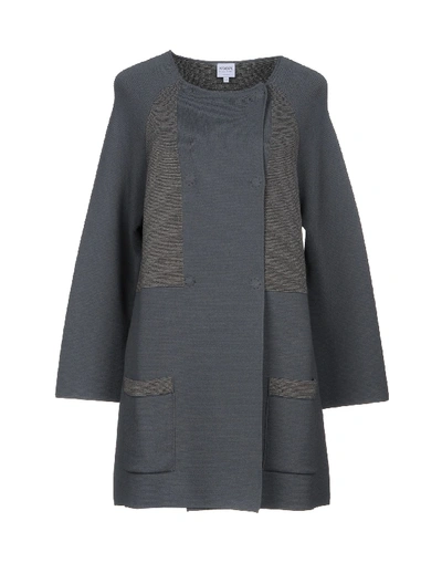 Shop Armani Collezioni Overcoats In Grey