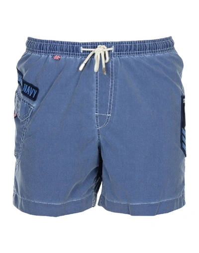 Shop Mc2 Saint Barth Man Swim Trunks Blue Size S Polyester