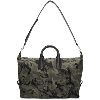 Shop Alexander Mcqueen Green And Black Medium Holdall Camouflage Bag