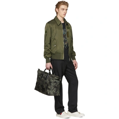 Shop Alexander Mcqueen Green And Black Medium Holdall Camouflage Bag