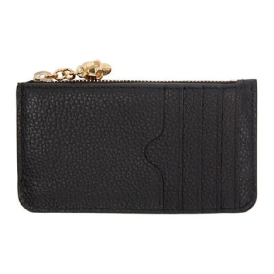 Shop Alexander Mcqueen Black Skull Zip Card Holder