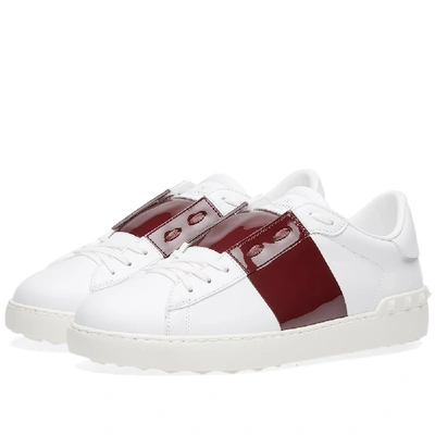 Shop Valentino Open Low Top Patent Sneaker In White