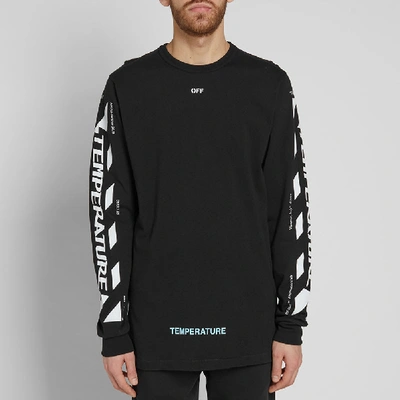Shop Off-white Long Sleeve Diagonal Temperature Tee In Black