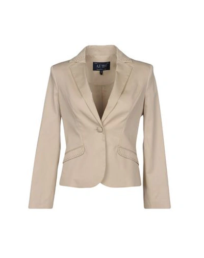 Shop Armani Jeans Suit Jackets In Beige