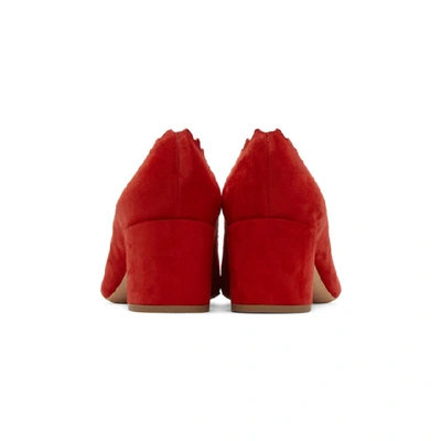 Shop Chloé Chloe Red Suede Lauren Heels In Nr636 Red