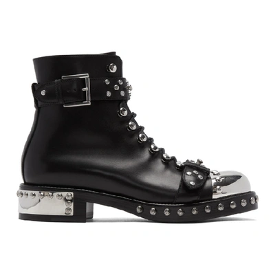 Shop Alexander Mcqueen Black Hobnail Boots