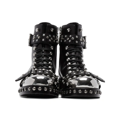 Shop Alexander Mcqueen Black Hobnail Boots