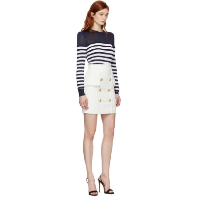 Shop Balmain Ivory Eight-button Miniskirt