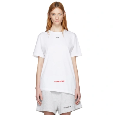 Shop Off-white White Youth Spliced T-shirt In 0110 Wht Bl