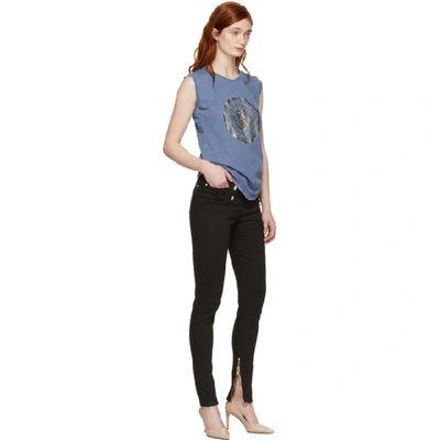 Shop Balmain Black Eight-button Skinny Jeans In C0100 Noir