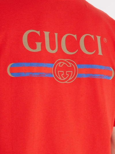Gucci Logo Printed Cotton Jersey T-shirt In Red | ModeSens