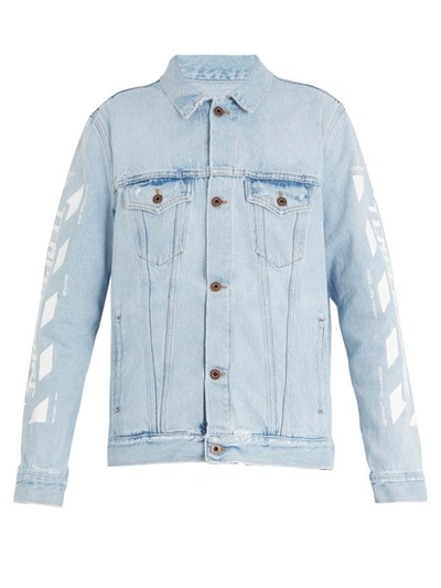 Off-white Temperature Denim Cotton Jacket In Blu | ModeSens