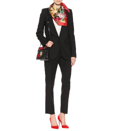 Shop Dolce & Gabbana Floral-printed Silk Scarf In Red