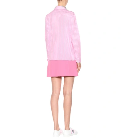Shop Miu Miu Crystal-embellished Cotton Shirt In Pink