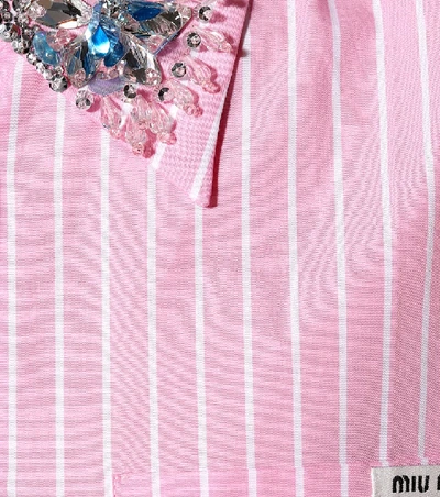 Shop Miu Miu Crystal-embellished Cotton Shirt In Pink