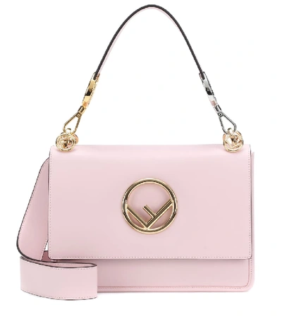 Shop Fendi Kan I F Leather Shoulder Bag In Pink