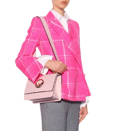 Shop Fendi Kan I F Leather Shoulder Bag In Pink