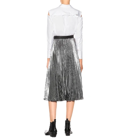 Shop Christopher Kane Metallic Silk-blend Skirt In Silver