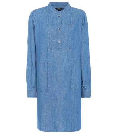 Shop A.p.c. Chambray Dress In Blue