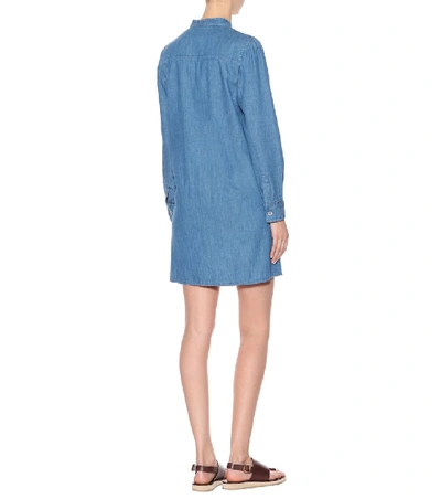 Shop A.p.c. Chambray Dress In Blue