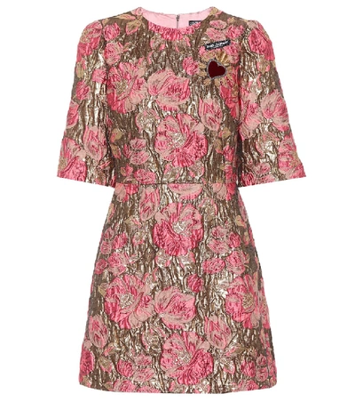 Shop Dolce & Gabbana Brocade Minidress In Pink