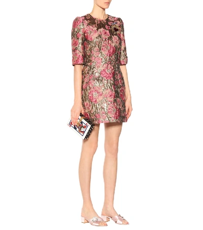 Shop Dolce & Gabbana Brocade Minidress In Pink