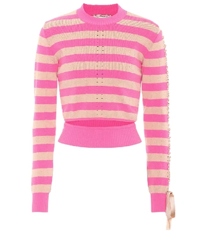 Shop Fendi Pointelle-knit Striped Top In No