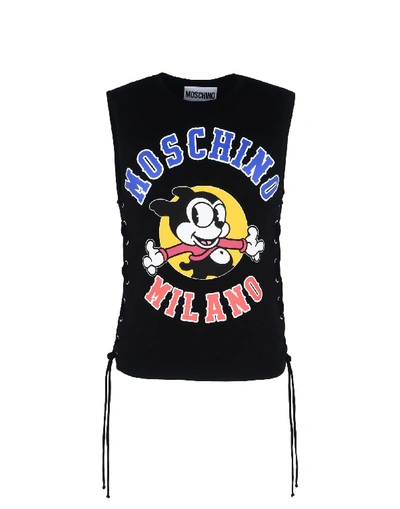 Shop Moschino Sleeveless T-shirts In Black