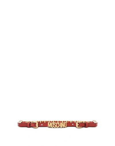 Shop Moschino Leather Belts In Maroon
