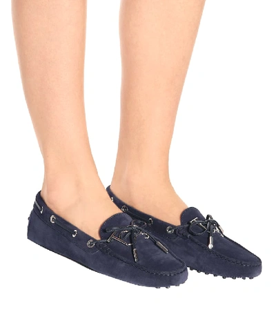 Shop Tod's Gommino Suede Loafers In Blue