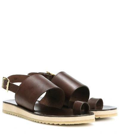 Shop Apc Rome Leather Sandals In Brown
