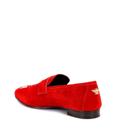 Shop Bougeotte Exclusive To Mytheresa.com - Embroidered Suede Loafers In Red