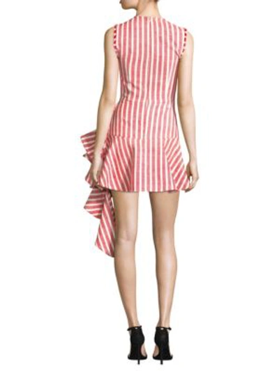 Shop Alexis Cara Stripe Flounce Dress In Red Cream Stripes