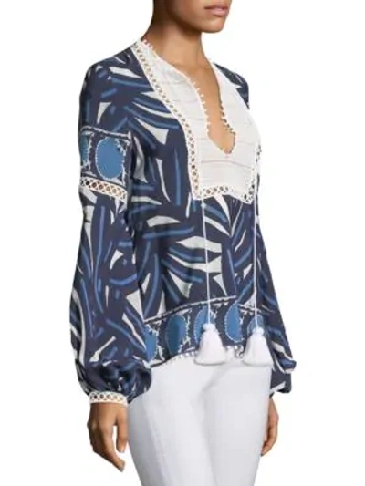 Shop Alexis Ciela Tunic Top In Geo Navy Blue Print