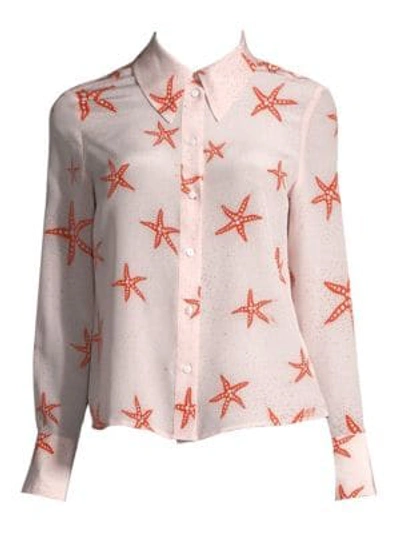 Shop Rixo London Jamie Starfish Blouse In Starfish Pink