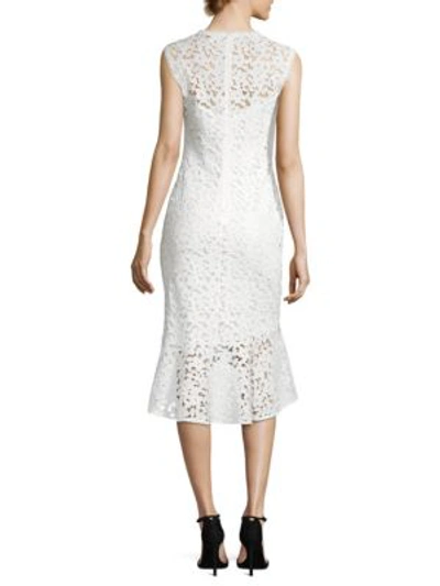 Shop Shoshanna Floral Lace Midi Dress In Off White
