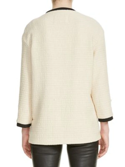 Shop Maje Vera Tweed Cardigan In Cream