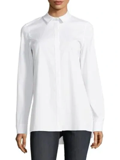 Shop Lafayette 148 Brayden Vented Long-sleeve Blouse In White