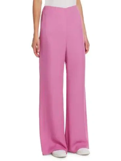 Shop The Row Kiola Wide-leg Silk Trousers In Orchid Pink