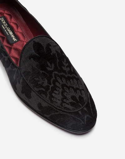Shop Dolce & Gabbana Slippers In Damask Brocade In Black