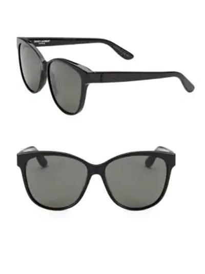 Shop Saint Laurent 58mm Round Sunglasses In Black