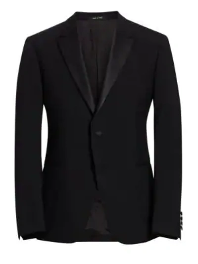 Shop Emporio Armani M Line Stretch Wool Tuxedo In Black