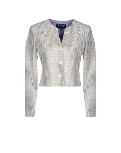 Shop Armani Jeans Suit Jackets In Ivory