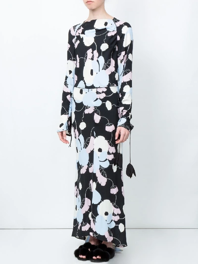 Shop Marni Floral Long Sleeved Maxi Dress