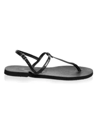 Shop Havaianas You Riviera T-strap Sandals In Black